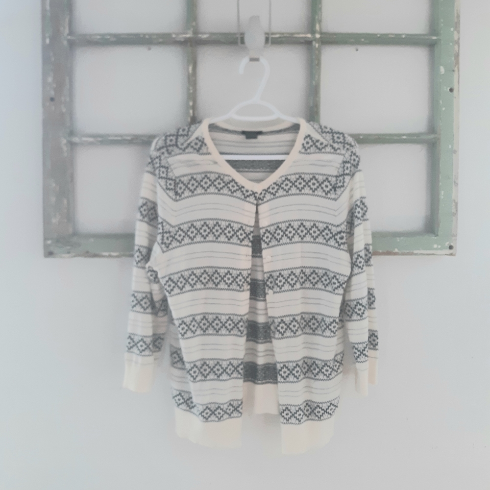 Ann Taylor Aztec Cardigan 3/4 Sleeve
